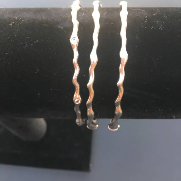 BCBG Sterling Silver Water Droplet Wave Bangles - Picture 3 of 8